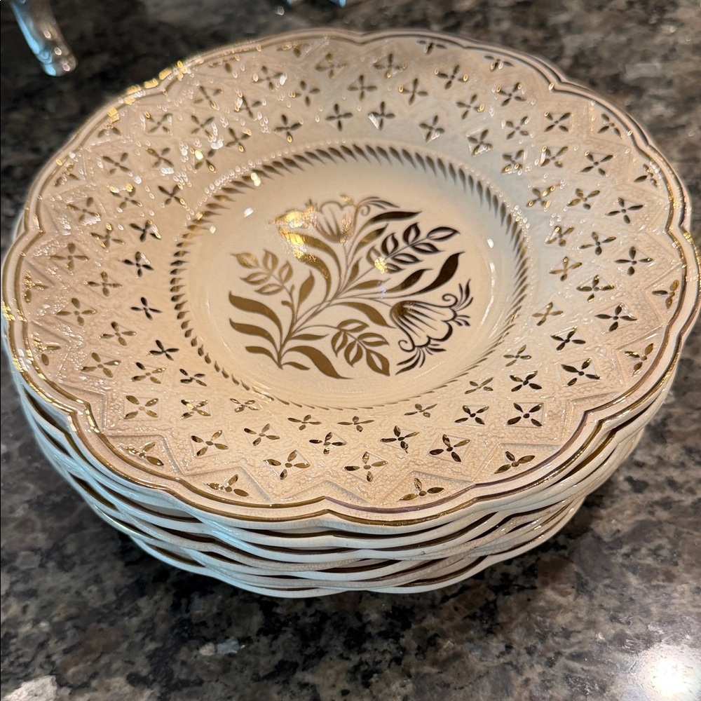 Wedgwood Etruria Cream and Gold Rimmed Dessert Plates